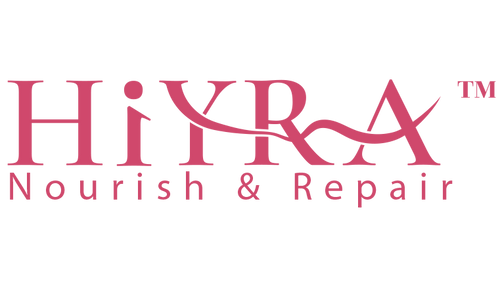 Hiya Nourish & Repair logo in pink on a white background